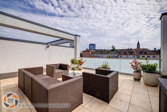 Foto von der Terasse im Obergeschoss des Objekts Terasse